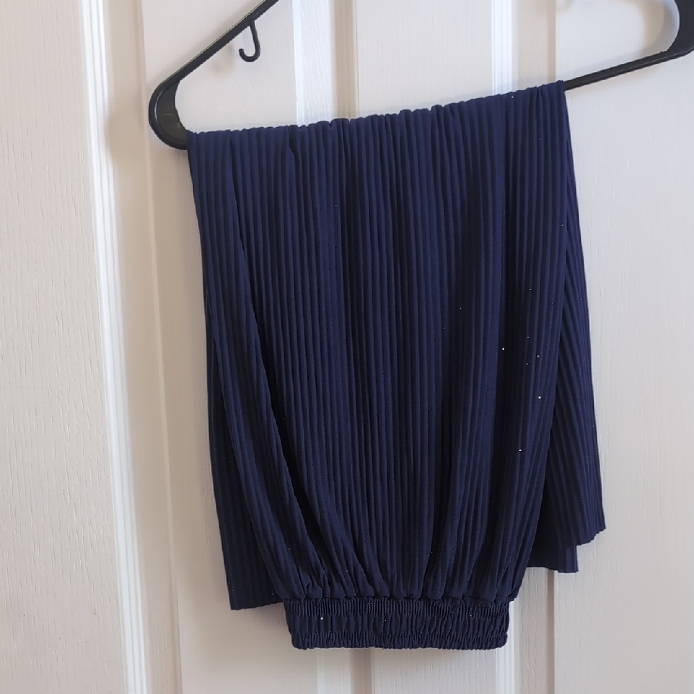 Navy Blue Pleated Skirt
